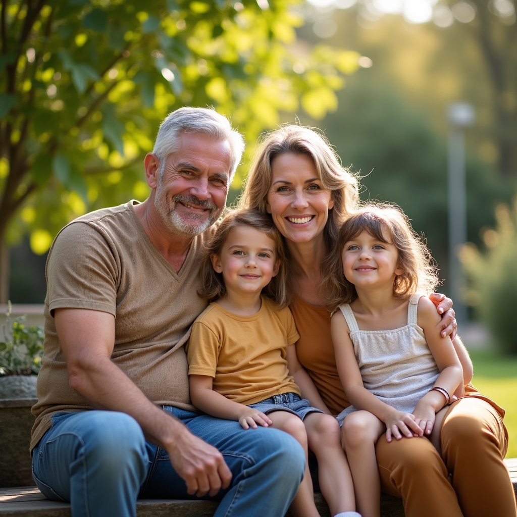 Familie fericită cu mai multe generații reunite
